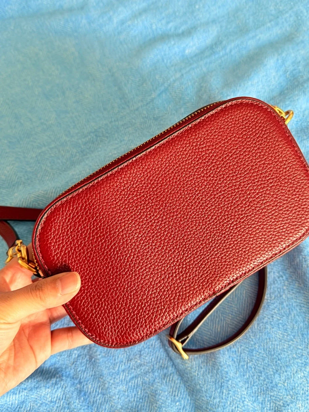 Tory Burch Red Pebbled Leather Mini Crossbody